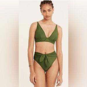 J Crew high waisted bikini in safari green